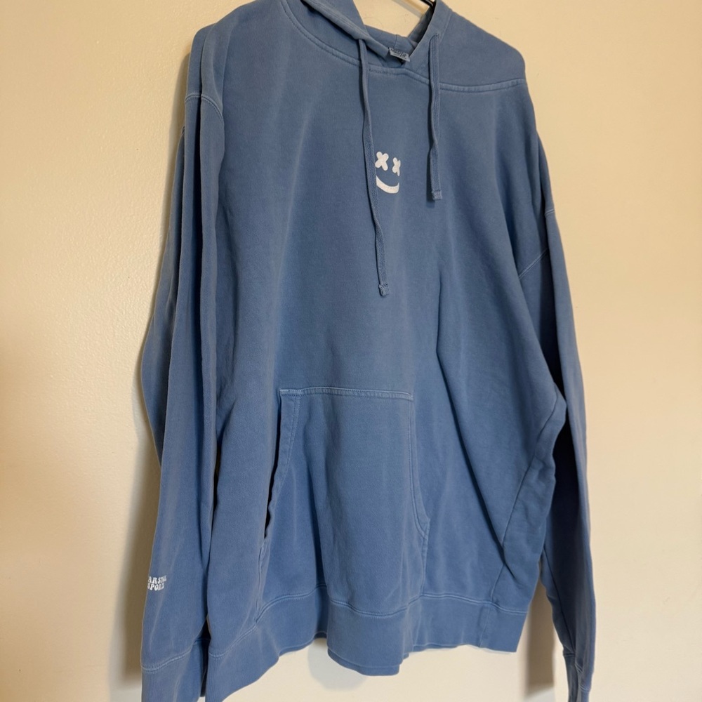 Barstool | "What Happened Last Night"  Blue Hoodie with Smiley Design - Picture 2 of 8